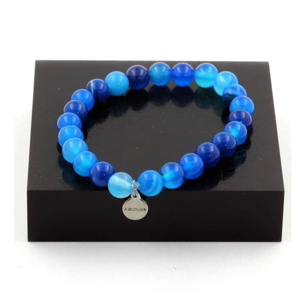 Armband - ABIJOUX - Blå bandagat 8 mm - Längd 19-20 cm - Unisex - Metall