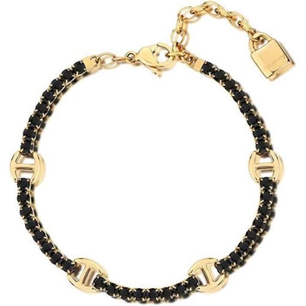 Armband i glänsande förgyllning med svart cubisk zirkon Desideri BEI079