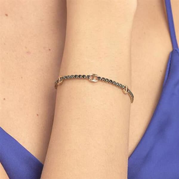 Armband i glänsande förgyllning med svart cubisk zirkon Desideri BEI079