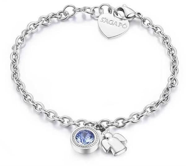 Armband i stål med kristall och ängel Lucky Light SKT13