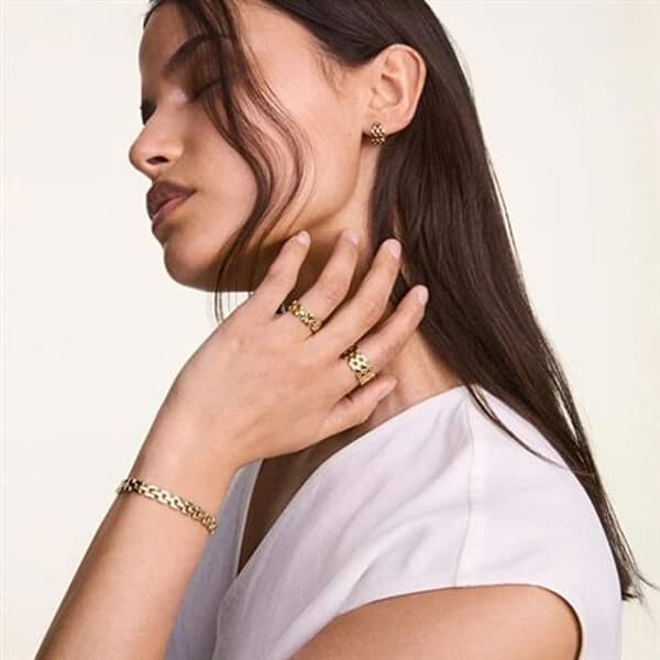 Armband mode i förgyllt stål med 3 länkar DW0040098 - Längd: 18,5 cm