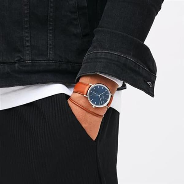 Anständigt brunt läderarmband St Mawes Perfect Pair DW0040071 - Längd: 17,5 cm