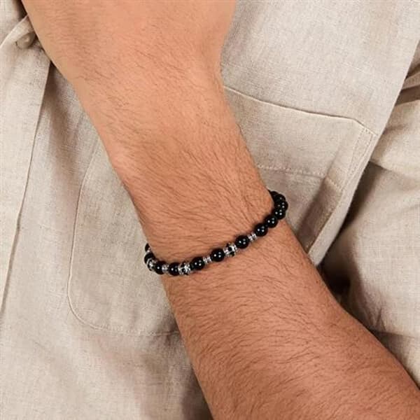 Armband för män i pärlor med onyx Pietre S1748