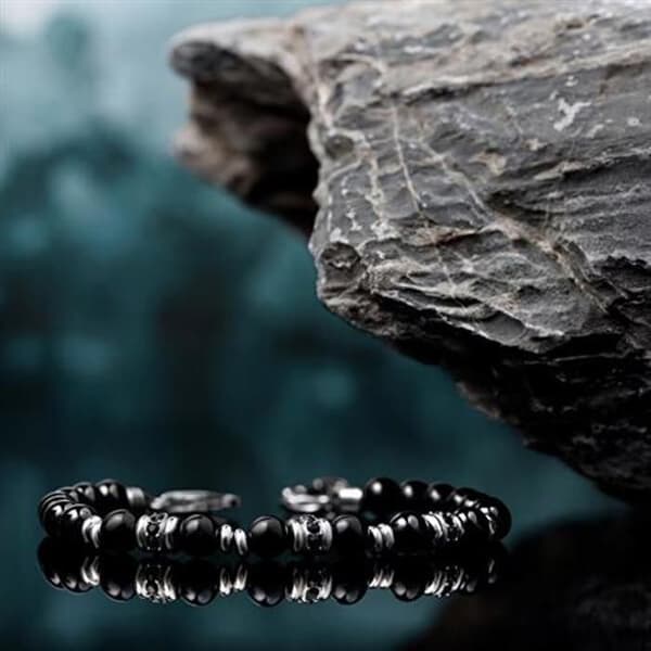 Armband för män i pärlor med onyx Pietre S1748