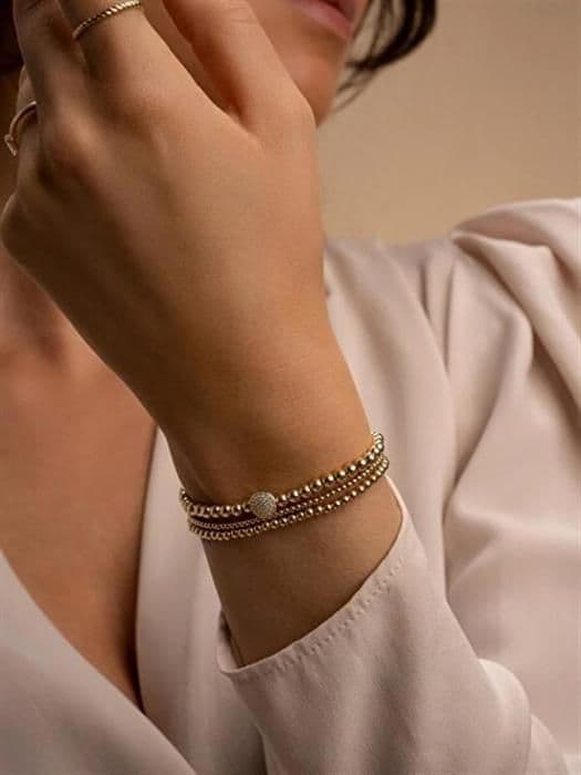 Armband boll belagd med guld för kvinnor Saturne SB-G-3MM-ADD