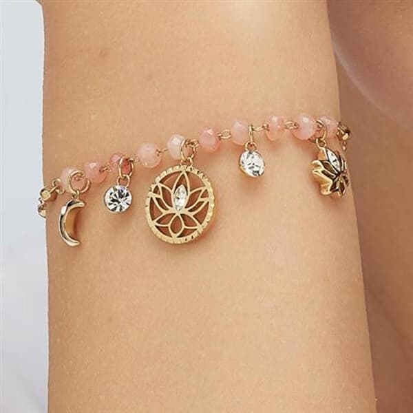 Snygg guldpläterad armband med pärlor och Chakra hängsmycken BHKB137