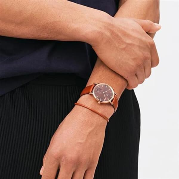 Anständig brunt läderarmband St Mawes Perfect Pair DW9980051 - Längd: 18,5 cm