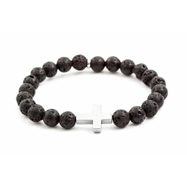 Armband Beaded Beneto i Lava och Hematit Mink61, För Män, 19cm, Sbe1080-19