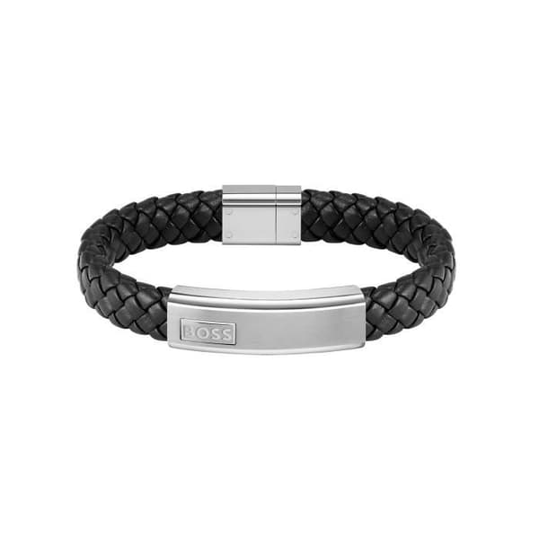 BOSS - Läderarmband Lander - Man - Svart