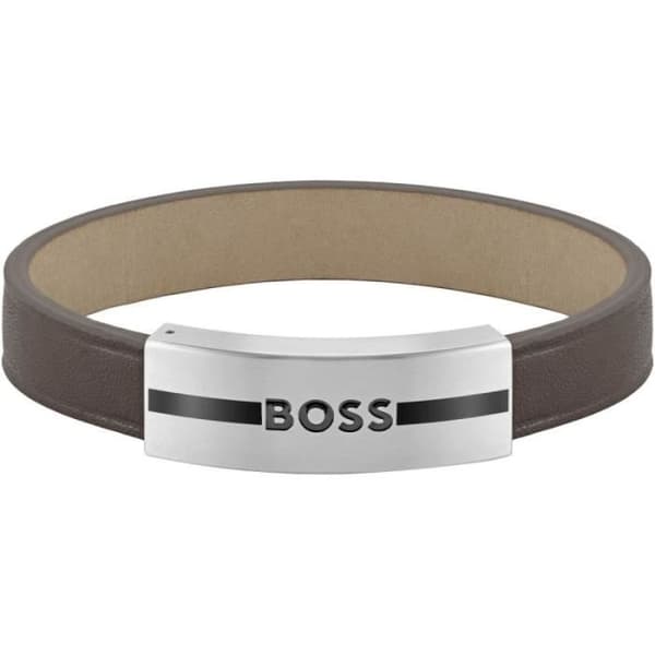 Boss Armband Herr Stål och Brun Läder 1580496S