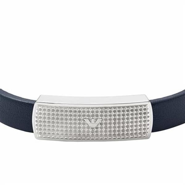 Läderarmband - EMPORIO ARMANI - EGS2987040 - Blå - Rostfritt stål - Magnetlås