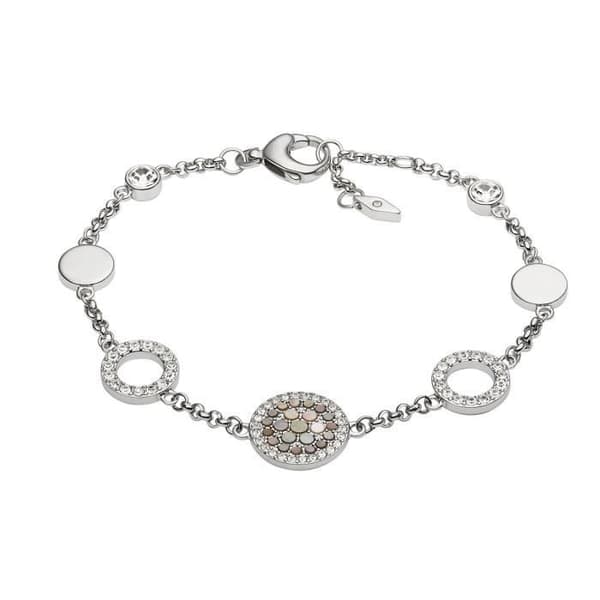 Armband FOSSIL - Pärlemor och glittrande stenar - JF02311040 - Rostfritt stål - Vit - Dam