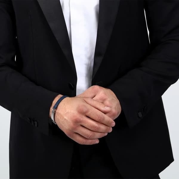 Armband i grått stål och blått läder - MORELLATO - 241705 - Herr - Vuxen