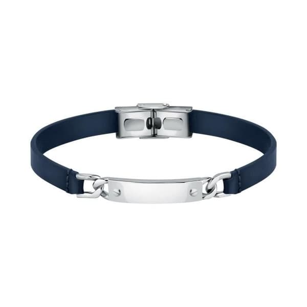 Armband i grått stål och blått läder - MORELLATO - 241705 - Herr - Vuxen