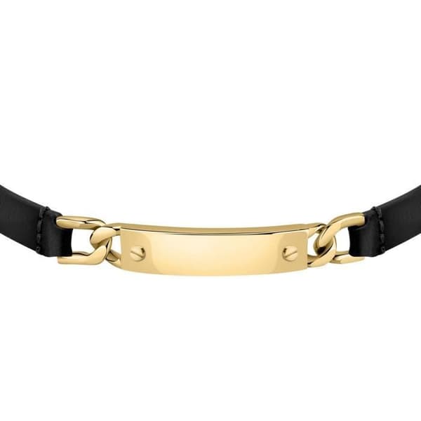 MORELLATO armband i gult stål och svart läder - 241707
