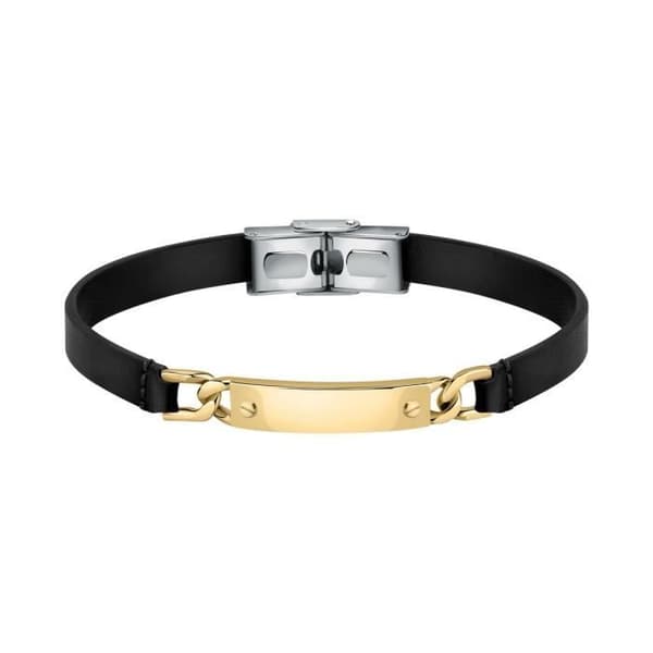 MORELLATO armband i gult stål och svart läder - 241707