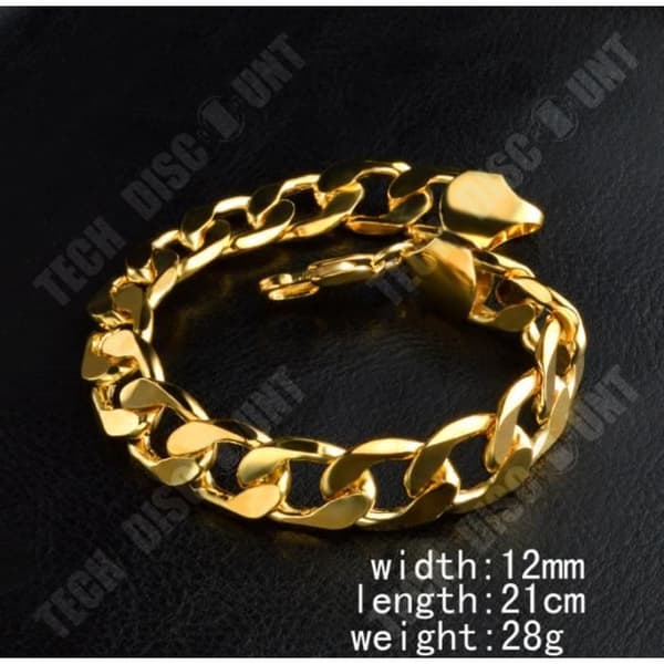 TD® 18k gult guldpläterad 9" figarokedja 10mm brett armband för män present