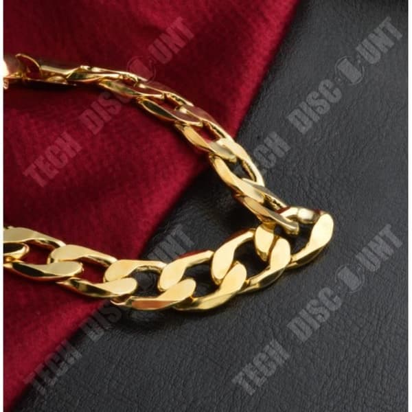 TD® 18k gult guldpläterad 9" figarokedja 10mm brett armband för män present