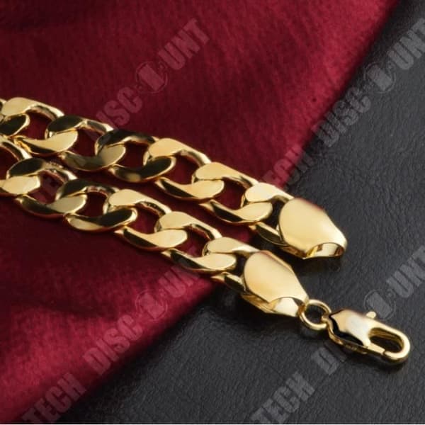TD® 18k gult guldpläterad 9" figarokedja 10mm brett armband för män present