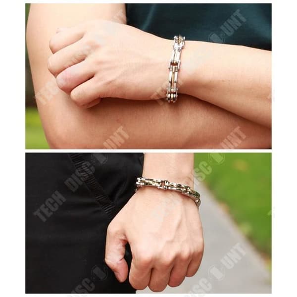 TD® herrarmband guld, silver titanstål - kedjemanschettarmband med presentlänk - kantkedja
