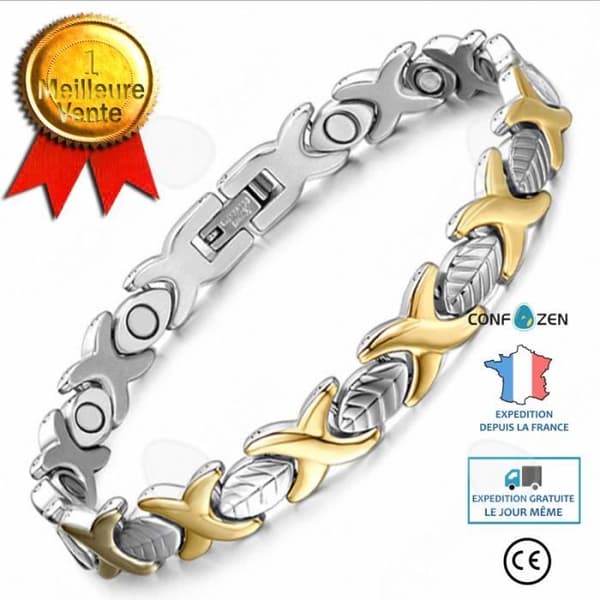 CONFO® Armband för män Titanstål Magnet Health Leaf Guld Armband för män