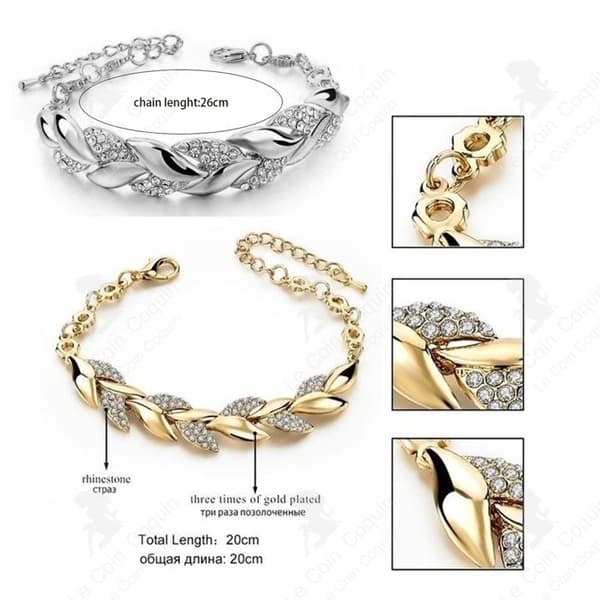 LCC Damarmband bladarmband dam diamantarmband Bröllopssmycken damarmband festpresent Europeiskt mode r-pläterad