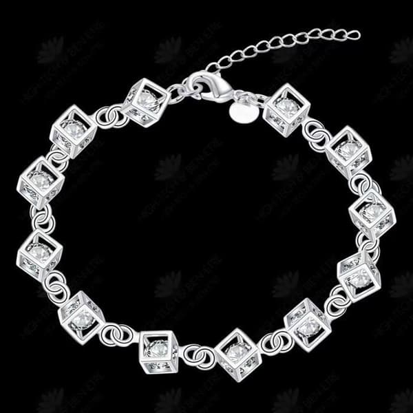 HTBE® damer flickor sterling silver kristall present zirkonium kristall armband presentförpackning sterling silver armband