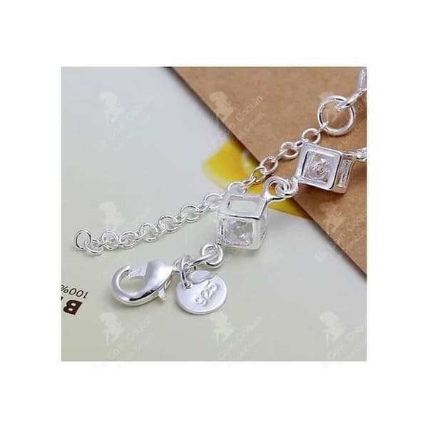 LCC® Curb Armband Idealisk present för kvinnor/flickor Svit med kuber med zirkoniumkristaller inuti/925/100 Silverarmband