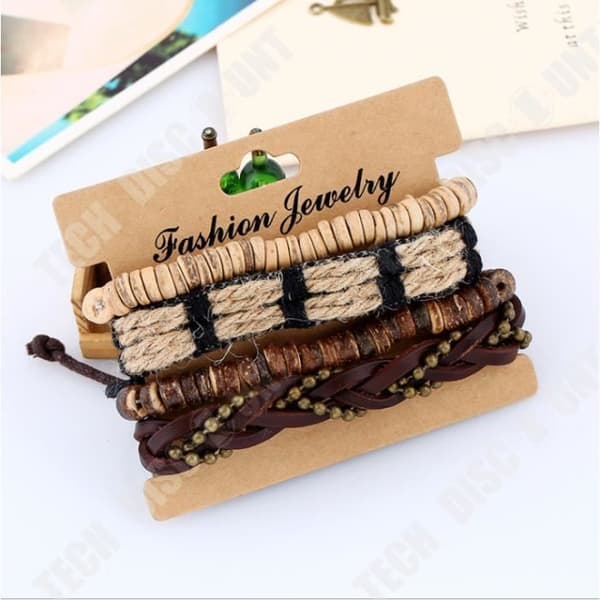 TD® RMEGA® presentset 4st läderarmband för män kvinnor flätat rep manschett armband Justerbart vintage brunt armband