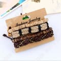 Miniatyrbild 4 av 4: TD® RMEGA® presentset 4st läderarmband för män kvinnor flätat rep manschett armband Justerbart vintage brunt armband