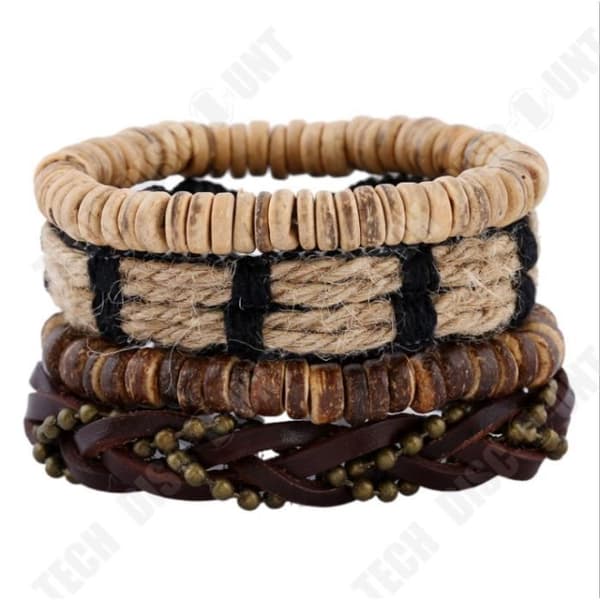 TD® RMEGA® presentset 4st läderarmband för män kvinnor flätat rep manschett armband Justerbart vintage brunt armband