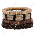 Miniatyrbild 1 av 4: TD® RMEGA® presentset 4st läderarmband för män kvinnor flätat rep manschett armband Justerbart vintage brunt armband