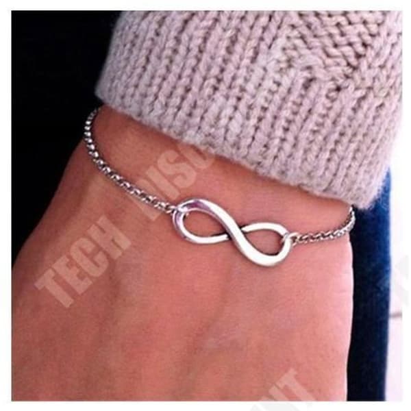 TD® justerbart silverpläterat armband med oändlighetsskylt för kvinnor gåva medelstora länkar Perfekt vardagspresent