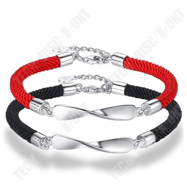 TD® Sterling Silver Pararmband Mobius Ring Män och Kvinnor Nischdesign Kärleksminnespresent Handgjorda smycken