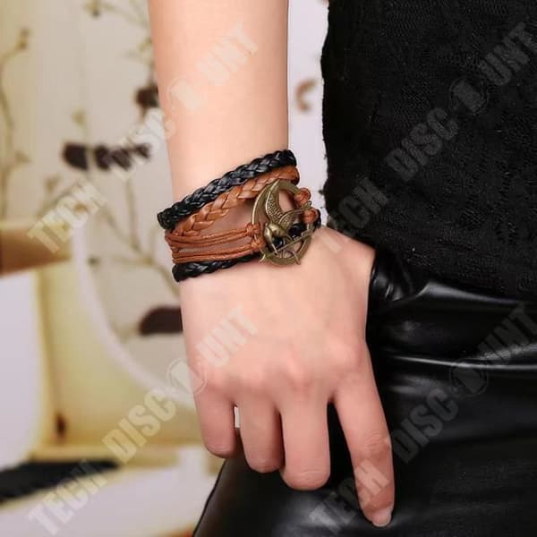 TD® LCC® Läderarmband för män/kvinnor Hunger Games Ridicule Bird justerbart rep svart och brunt Handvävd-ideal present -fantasimode