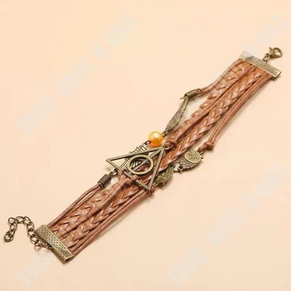 TD® RDLM Harry Potter triangel uggla vingar armband Armband med flätat läder och uggla, triangel och vingar design