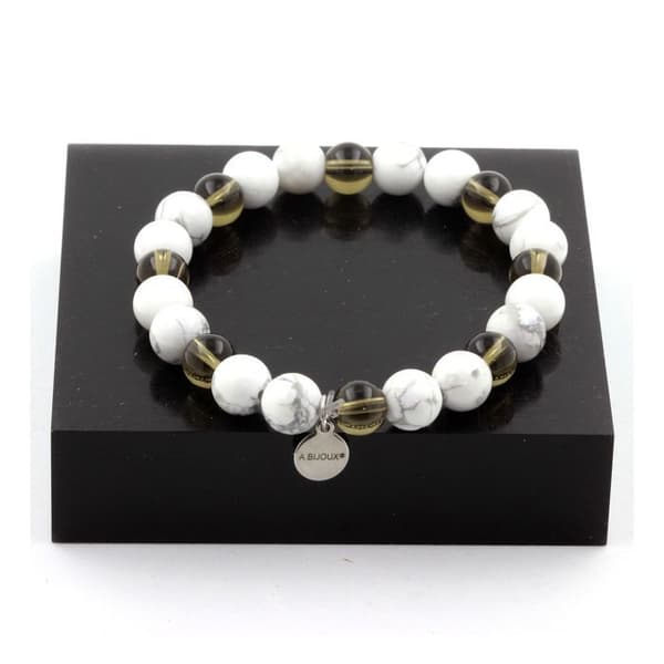 Armband Rökkvarts + Howlite 8 mm