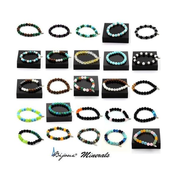 Armband Epidot från Myanmar (Burma) + Lava Pärlor 8 mm