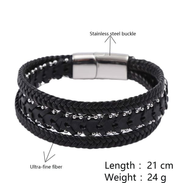 INF Stilfullt flätat läderarmband för män