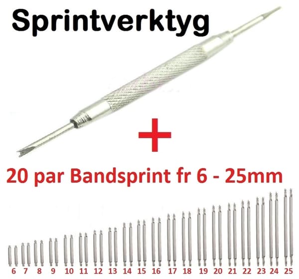 Stål Sprintverktyg och 20 par bandsprint fr 6mm-25mm