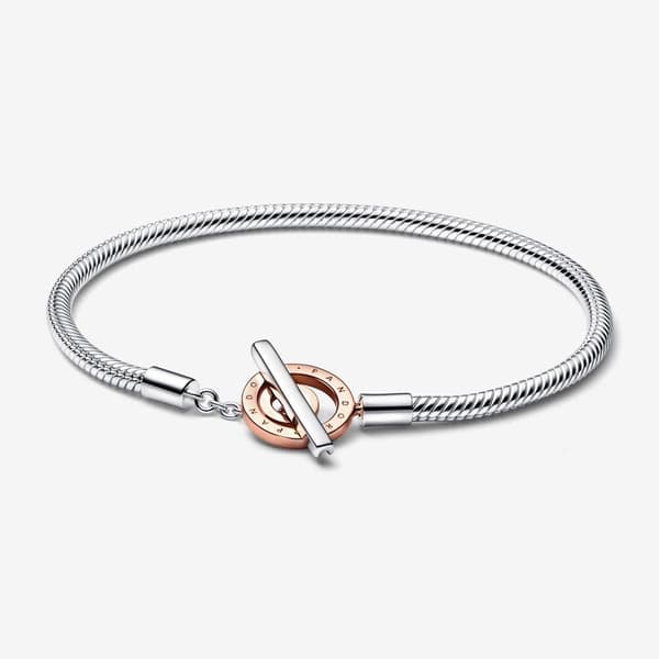 Pandora 582309c00 Signature kaksivärinen logo T-palkki käärmeketju 17 cm rannekoru