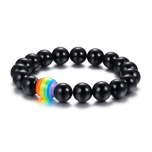 ARMBÅND REGNBUE RING REGNBUE LGBT NATURSTEN SORT UNISEX