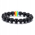 Miniatyrbillede 8 af 11: ARMBÅND REGNBUE RING REGNBUE LGBT NATURSTEN SORT UNISEX