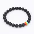 Miniatyrbillede 9 af 11: ARMBÅND REGNBUE RING REGNBUE LGBT NATURSTEN SORT UNISEX