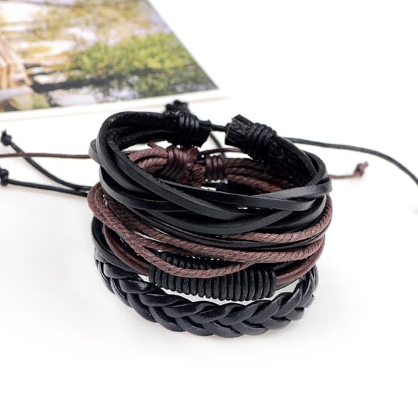 HERRARMBAND I läder ECO LÄDER SET Set med 4 VARDAGSARMBAND
