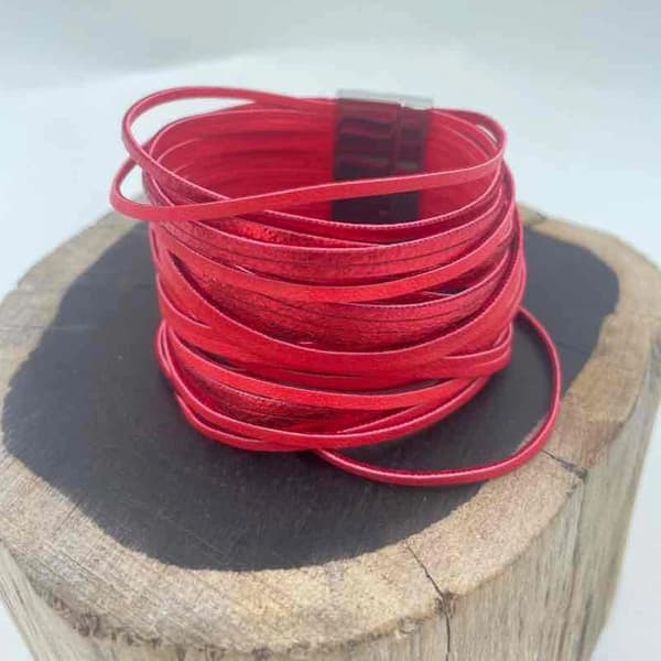 Handmade faux leather bracelet - several colors