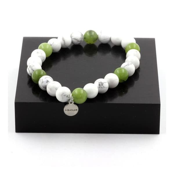 Armband Perler Howlite + Jade 8 mm