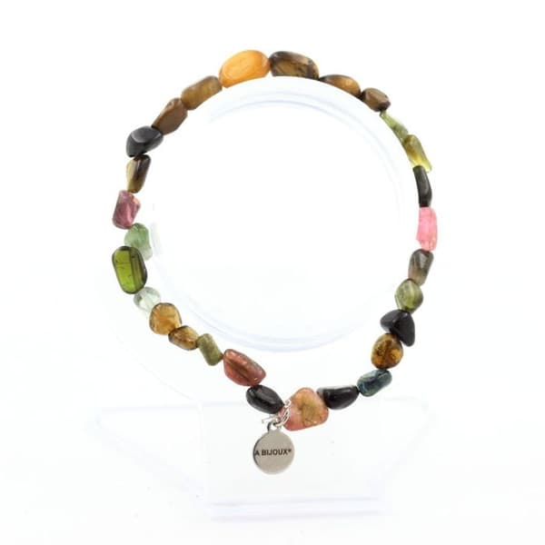 Multikolor Tourmalinarmband från Brasilien + Tigeröga från Sydafrika, anpassningsbar storlek