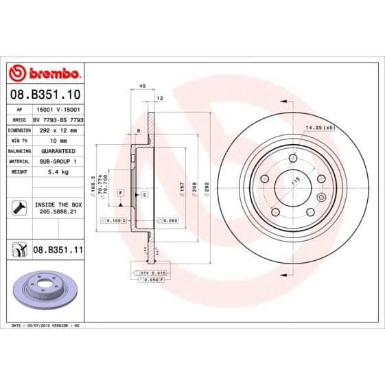 BREMBO Bremseskive Sæt 08.B351.11