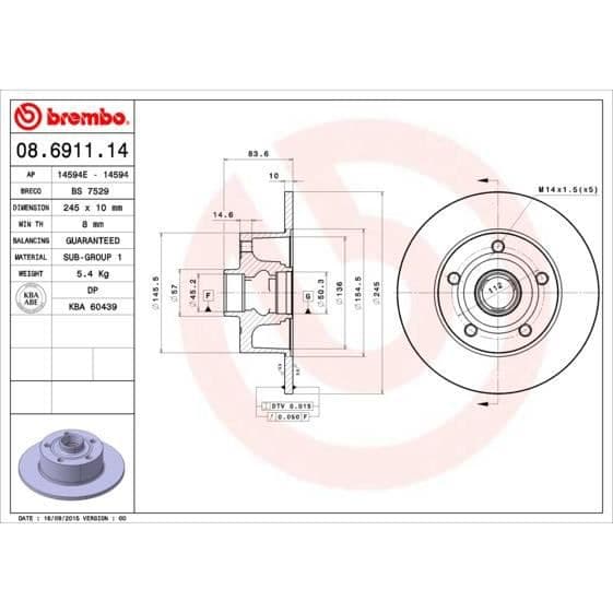 BREMBO Bremseskive 08.6911.14